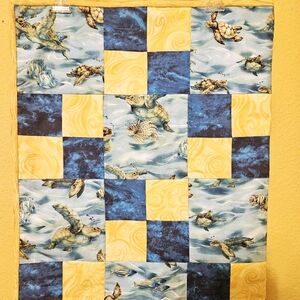 Quilt patchwork handmade sea turtle theme 48 by 36 New